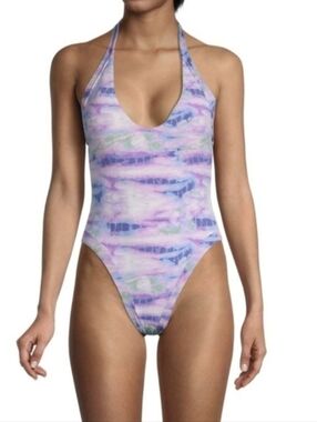 NEW...Isabella Rose Purple-blue Halter Swimsuit...SIZE:M